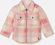 Deux par Deux Zipped Plaid Fleece Chest Pockets Overshirt