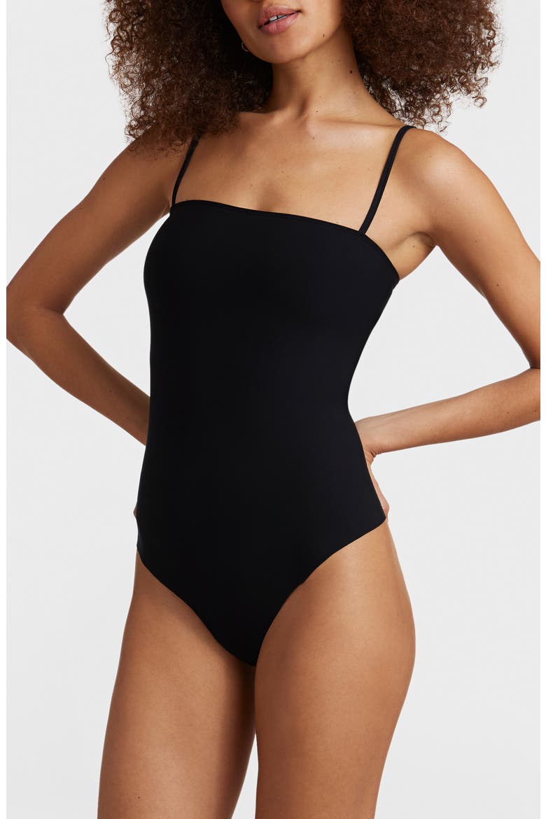 Butter Luxe Straight Cami Bodysuit, Main, color, BLACK