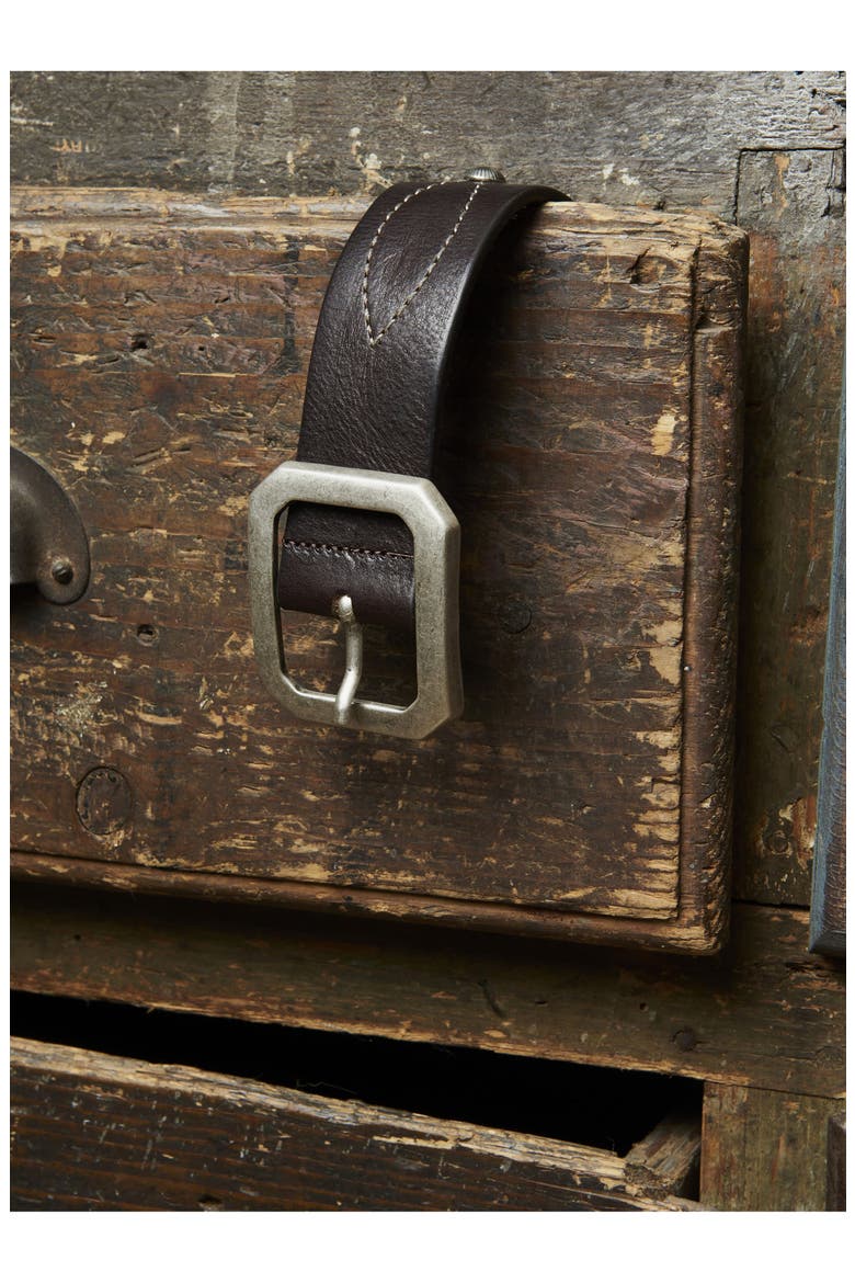 Oregon Leather Belt with Squared Buckle, Alternate, color, TESTA MORO