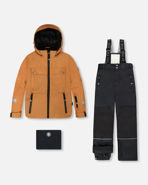Deux Par Deux Boy Two-piece Teknik Snowsuit In Black