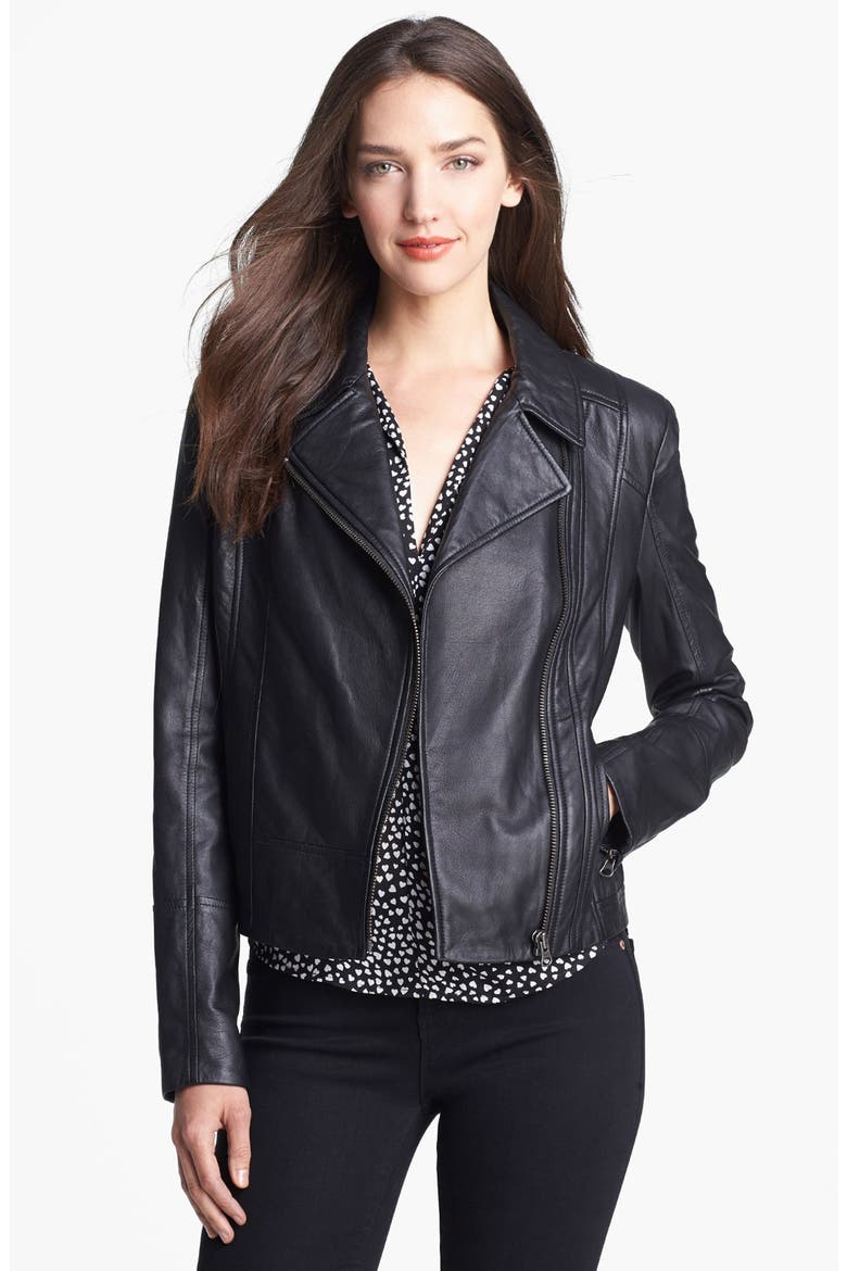 'Beekman' Leather Jacket, Main, color, BLACK