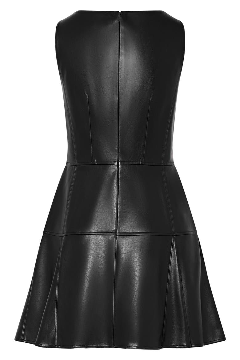 Faux Leather Minidress, Alternate, color, BLACK