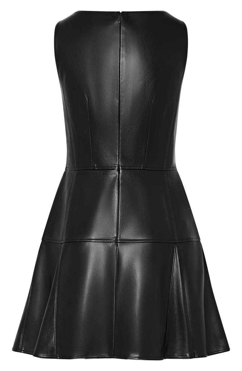 Milly Faux Leather Minidress, Alternate, color, Black