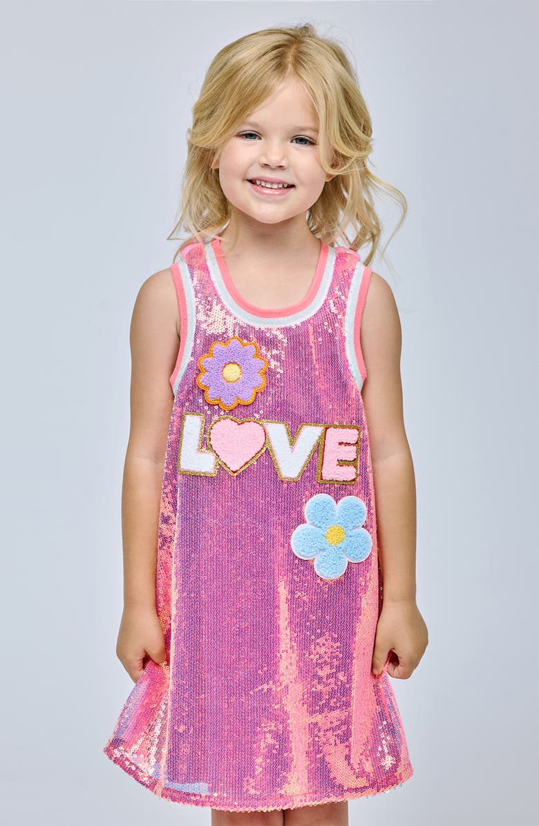 Hannah Banana Kids' A-Line Sequin Dress, Alternate, color, Pink