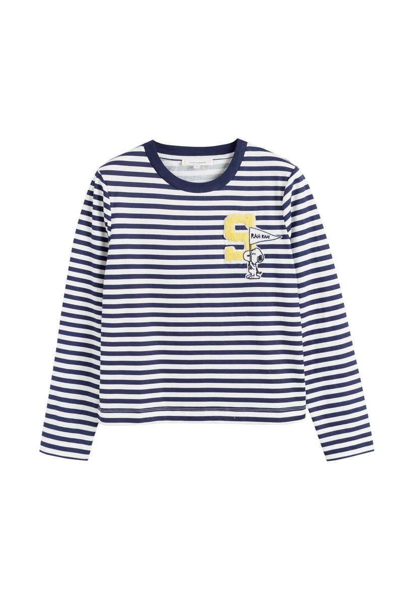 Snoopy Varsity Cotton Long Sleeve Tee, Alternate, color, Navy