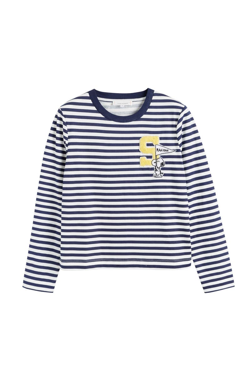 Chinti & Parker Snoopy Varsity Cotton Long Sleeve Tee, Alternate, color, Navy
