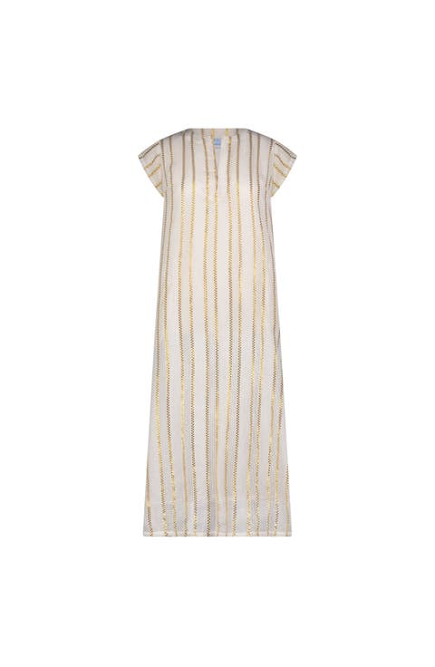 Noa Women's Maxi Caftan Gold Lurex Stripe