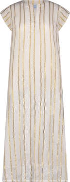 Mer St. Barth Noa Women's Maxi Caftan Gold Lurex Stripe