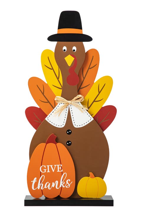 31"H Thanksgiving Wooden Turkey Porch Decor