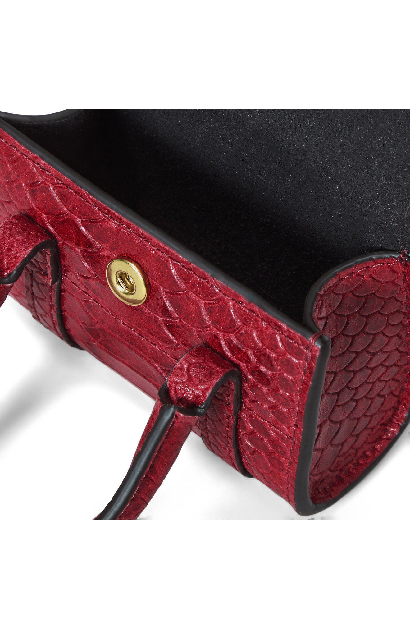 Mini Bayswater Snakeskin Embossed Leather Bag Charm, Alternate, color, APPLE RED