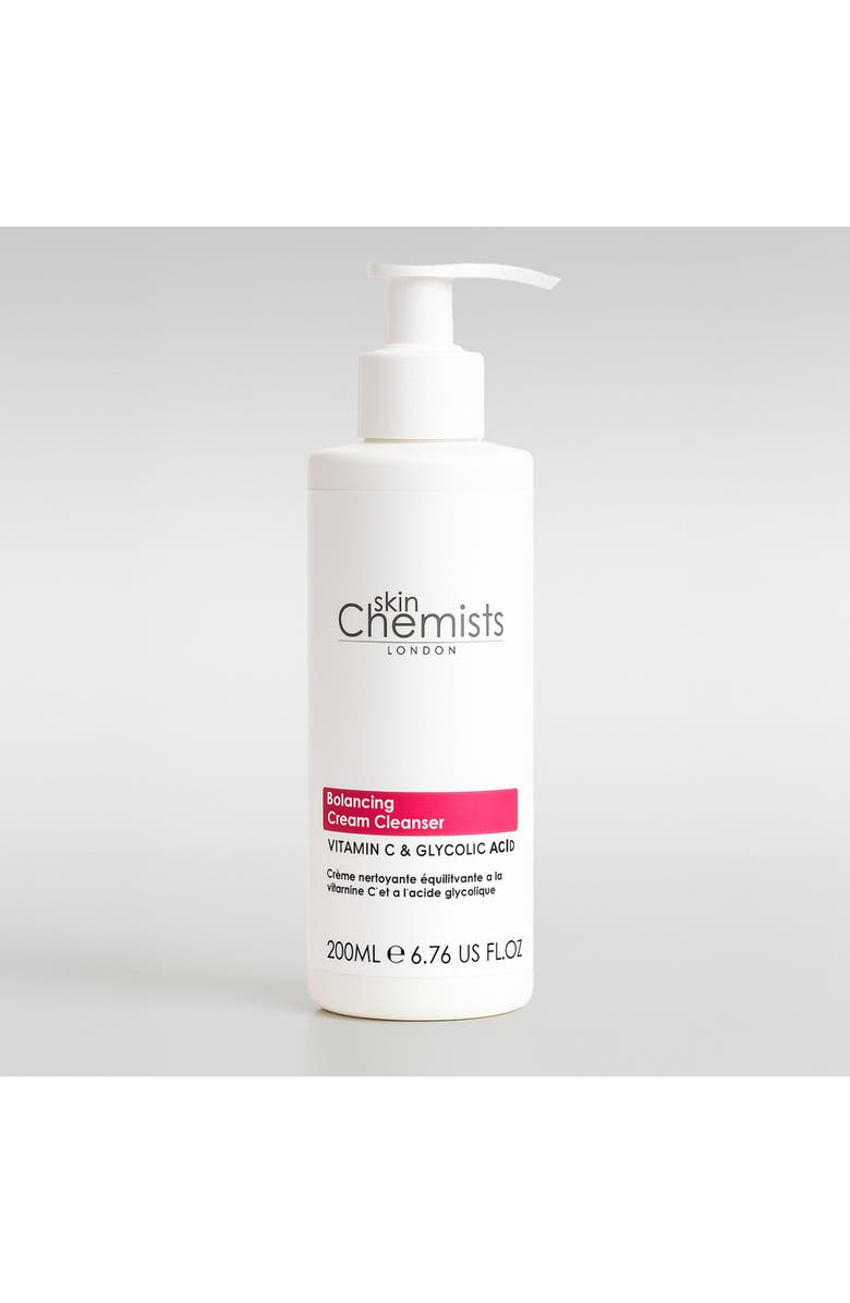SKINCHEMISTS Balancing Vitamin C & Glycolic Acid Cream Cleanser 200ml, Main, color, White