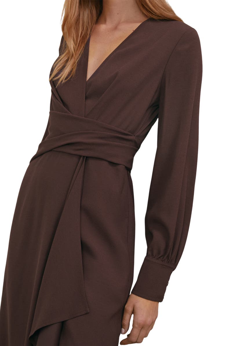 Reiss Mira Drape Detail Long Sleeve Dress, Alternate, color, Burgundy