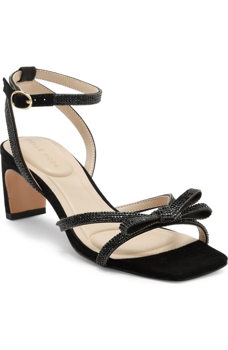 Pelle Moda Teale Crystal Bow Sandal, Main, color, Black