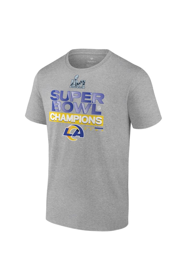 Men's Fanatics Branded Heathered Gray Los Angeles Rams Super Bowl LVI Champions Locker Room Trophy Collection T-Shirt, Alternate, color, Heather Gray