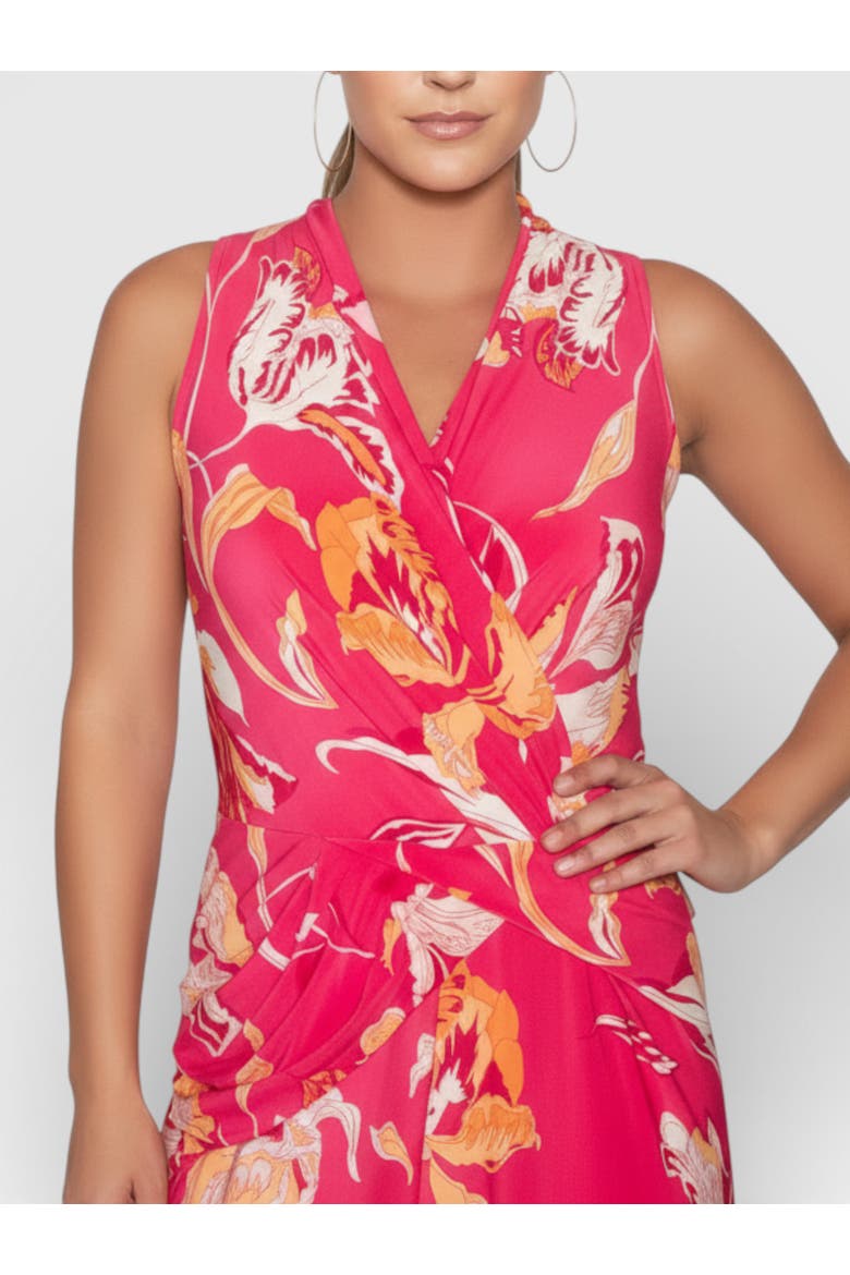 Blanca  V-Neck Jumpsuit, Alternate, color, Bright Pink Floral
