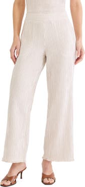 NIC+ZOE Pinstripe Cotton Blend Gauze Wide Leg Pants