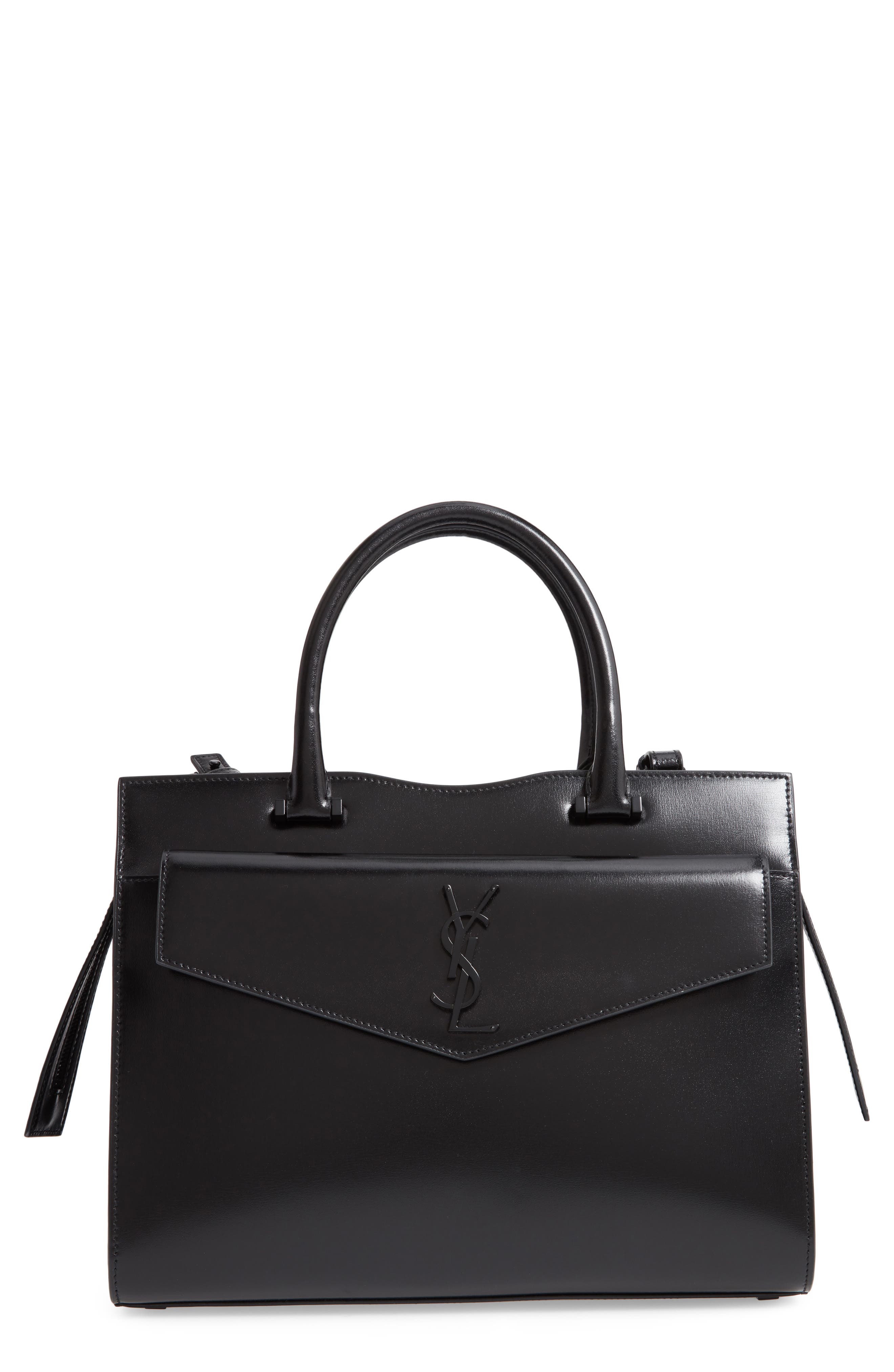 Saint Laurent Medium Uptown Cabas Leather Satchel, Main, color, 