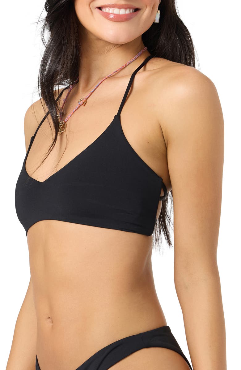 O
Neill Saltwater Solids Huntington Lace-Up Bikini Top, Alternate, color, Black