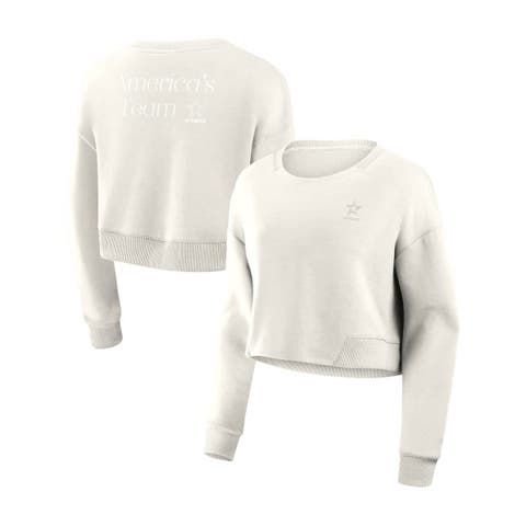 Women's Fanatics Cream Dallas Cowboys Studio Tri-Blend Cropped Pullover Sweatshirt
