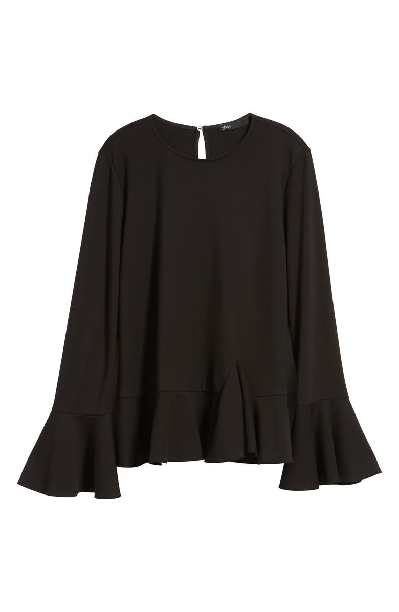 GIBSONLOOK Gibson Ruffle Hem Bell Sleeve Top, Alternate, color,