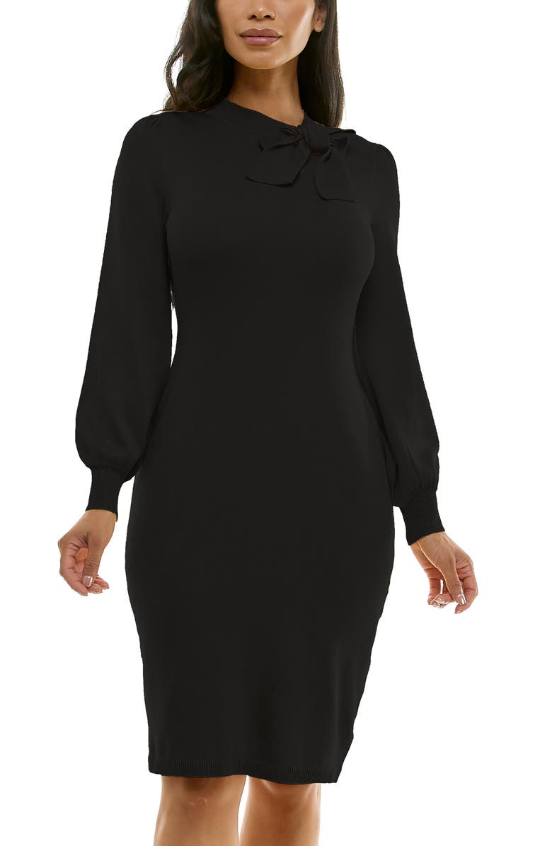 Nina Leonard Rib Knit Long Sleeve Sweater Dress, Alternate, color, 