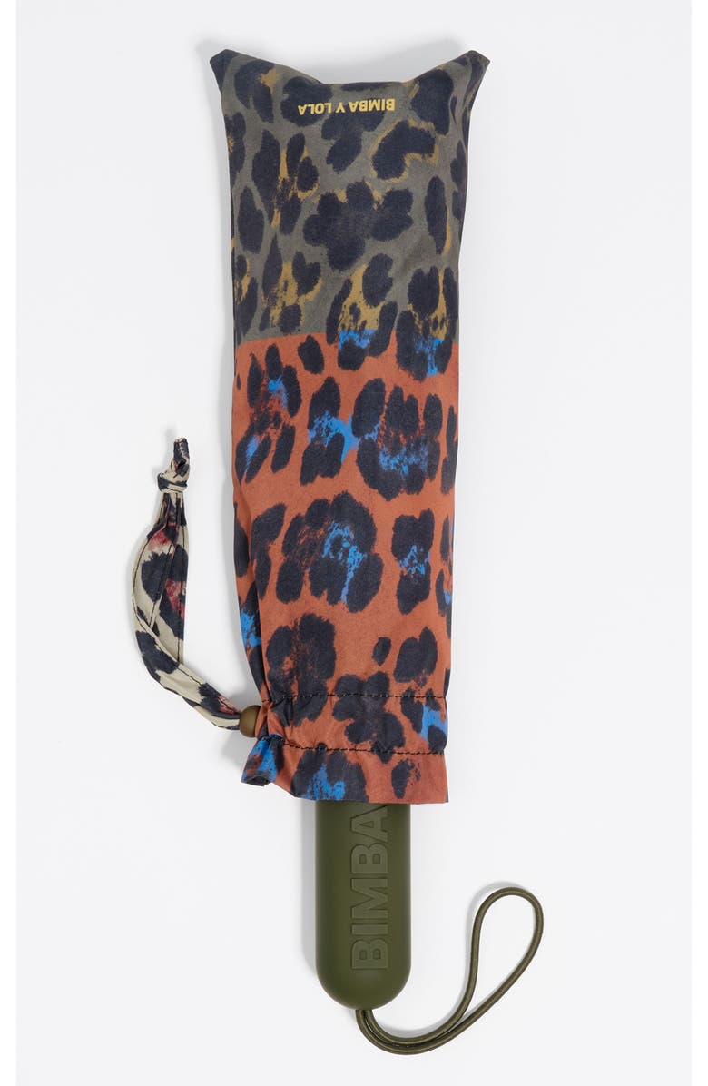 Bimba y Lola Leopard Patchwork Umbrella, Main, color, Khaki