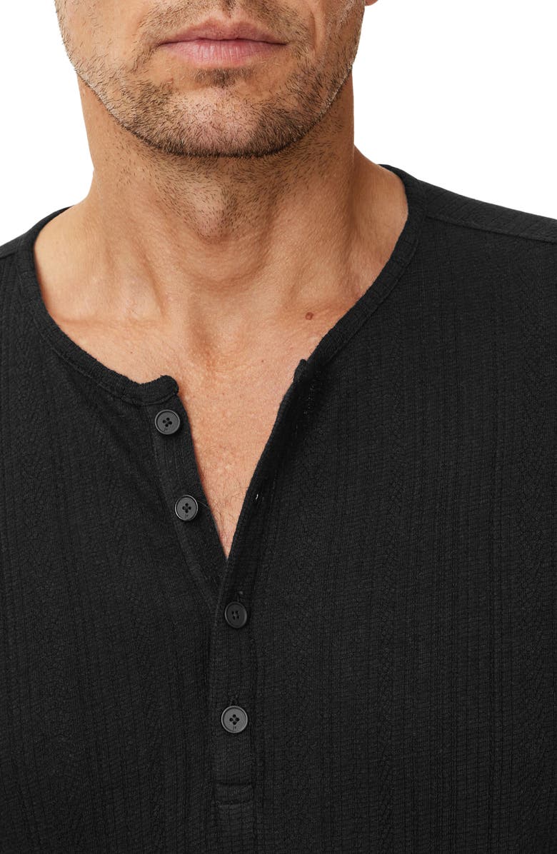 John Varvatos Ciel Variegated Rib Henley, Alternate, color, Black