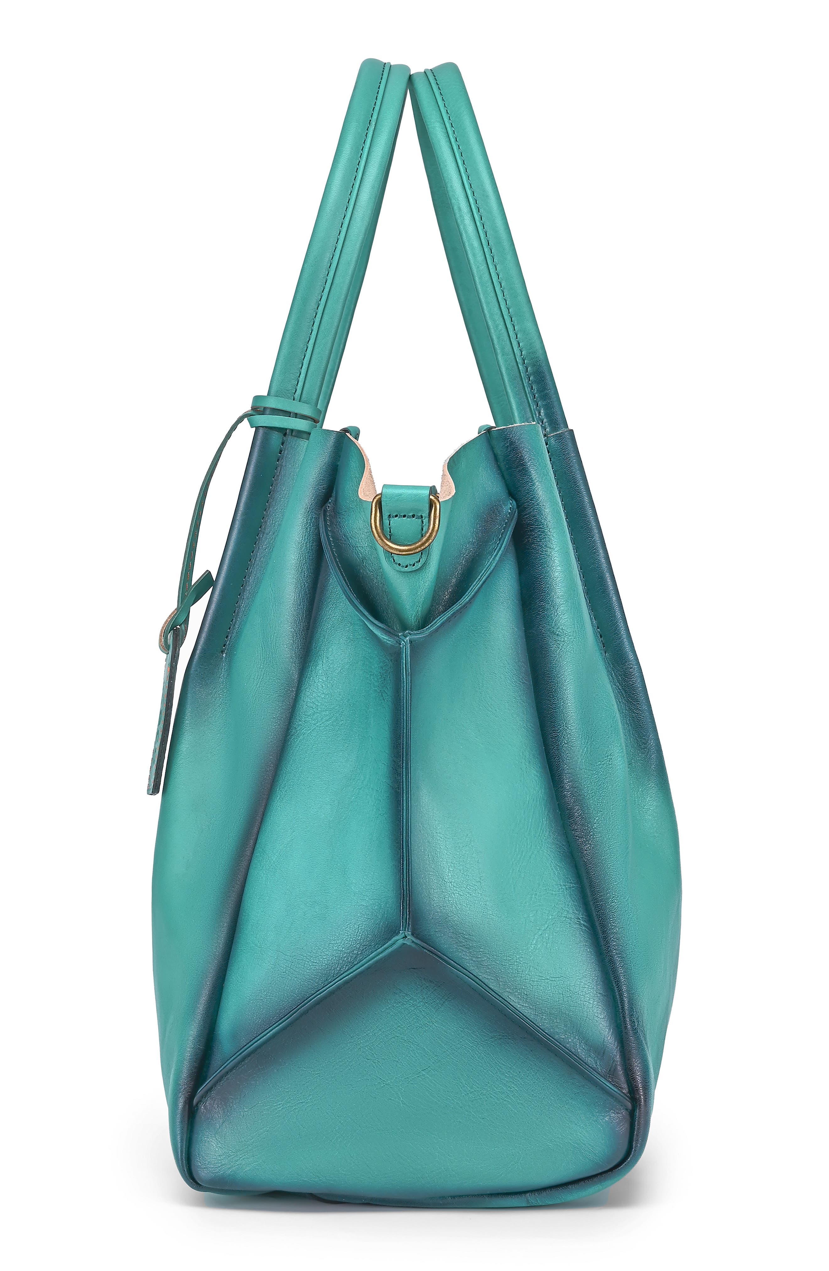Sprout Land Leather Tote Bag, Alternate, color, AQUA OMBRE