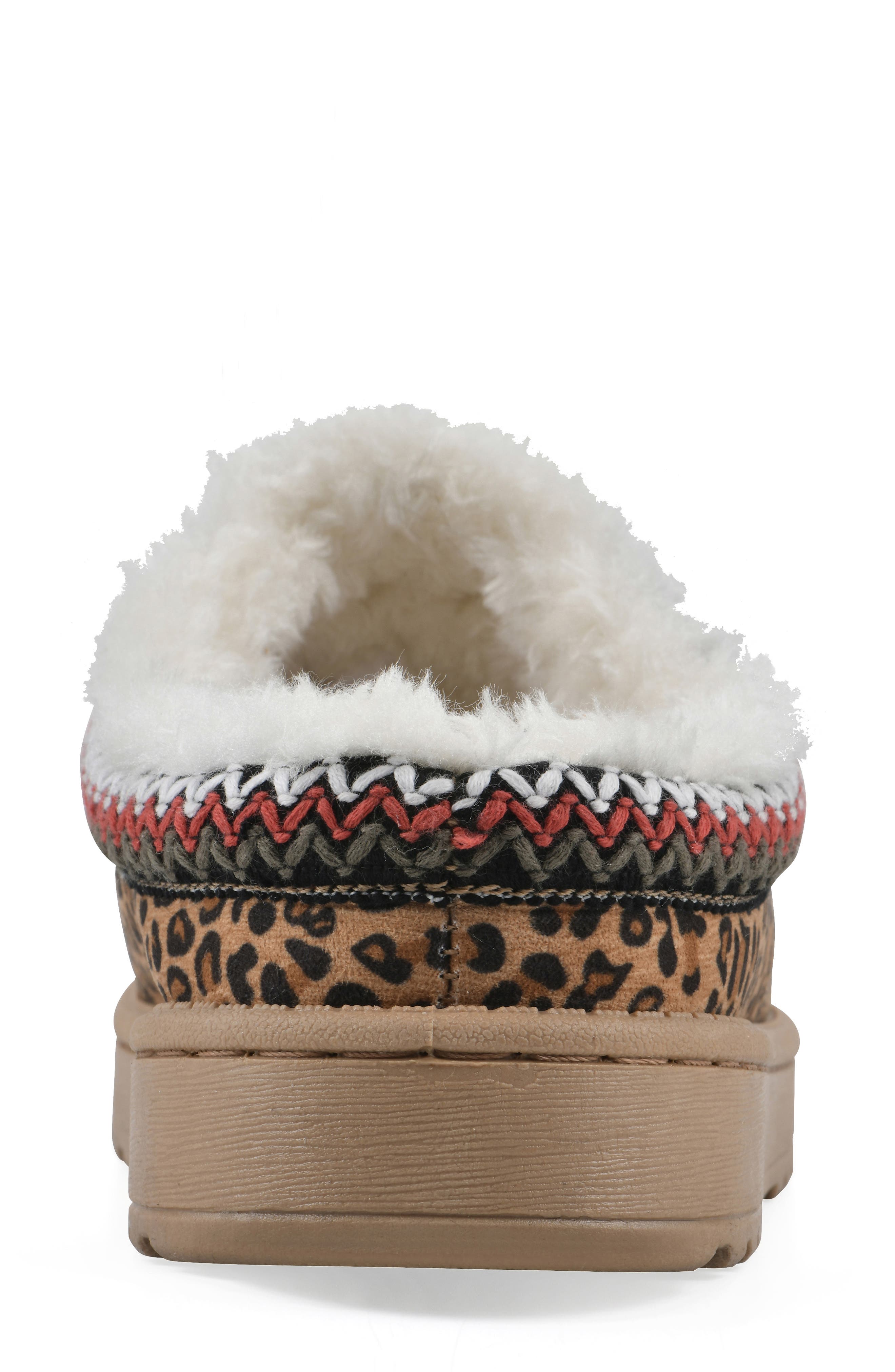 Icebin Faux Shearling Lined Clog Slipper, Alternate, color, TAN/ LEOPARD/ FABRIC
