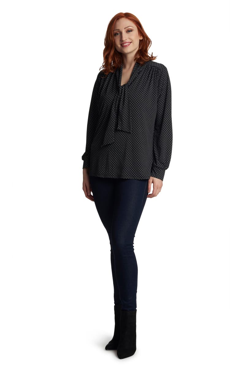 Everly Grey Vanessa Polka Dot Tie Neck Maternity/Nursing Top, Alternate, color, 