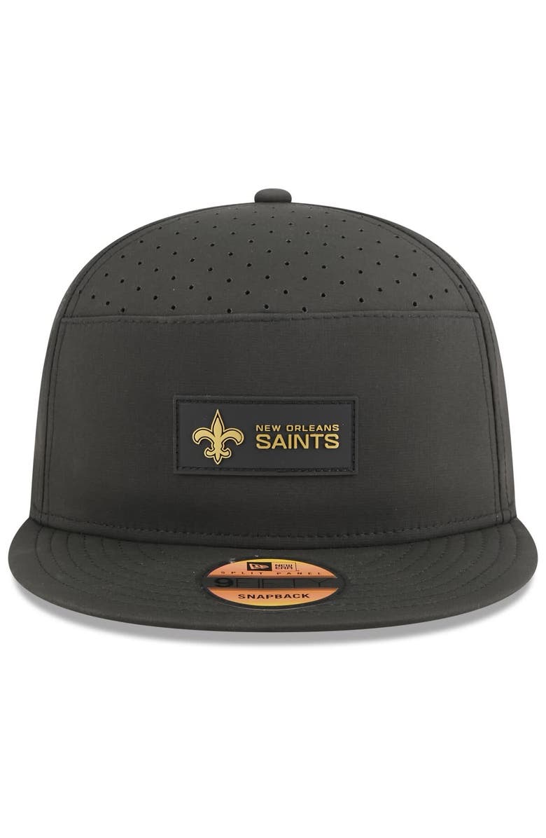 New Era Men's New Era Black New Orleans Saints 2025 Sideline Split Panel 9FIFTY Snapback Hat, Alternate, color, Black