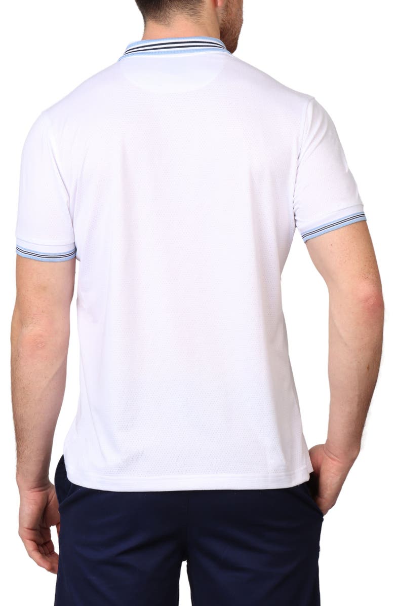 TailorByrd Solid Perforated Performance Quarter Zip Polo, Alternate, color, White