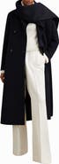 Reiss Indira Double Breasted Wool Blend Coat with Scarf