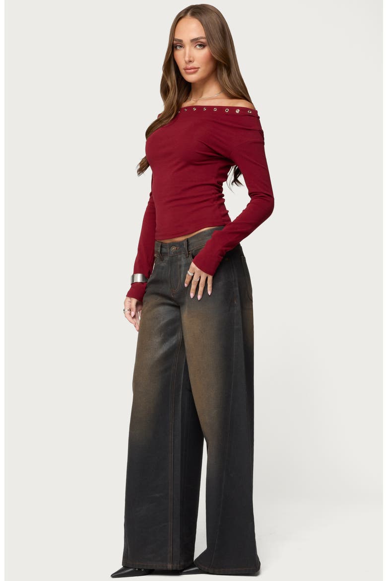 Rebekka Grommet Off the Shoulder Sweater, Alternate, color, BURGUNDY