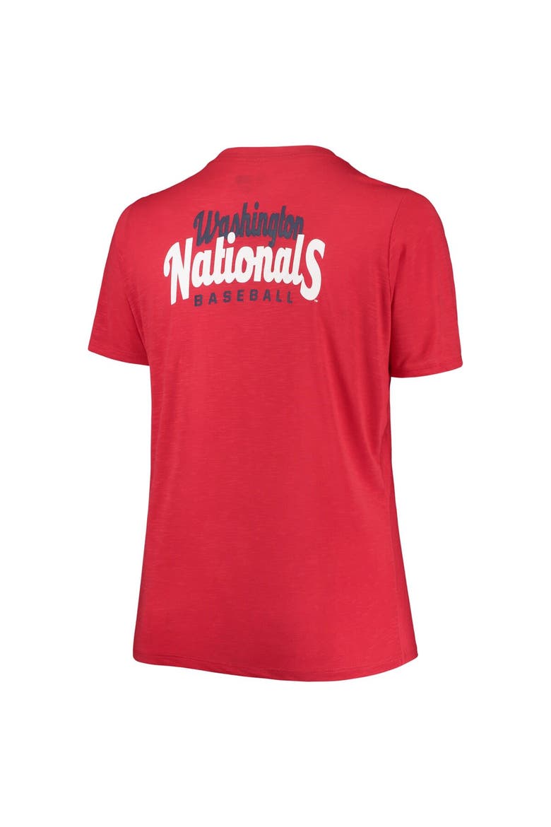 Women's New Era Red Washington Nationals Plus Size 2-Hit Front Knot T-Shirt, Alternate, color, Red