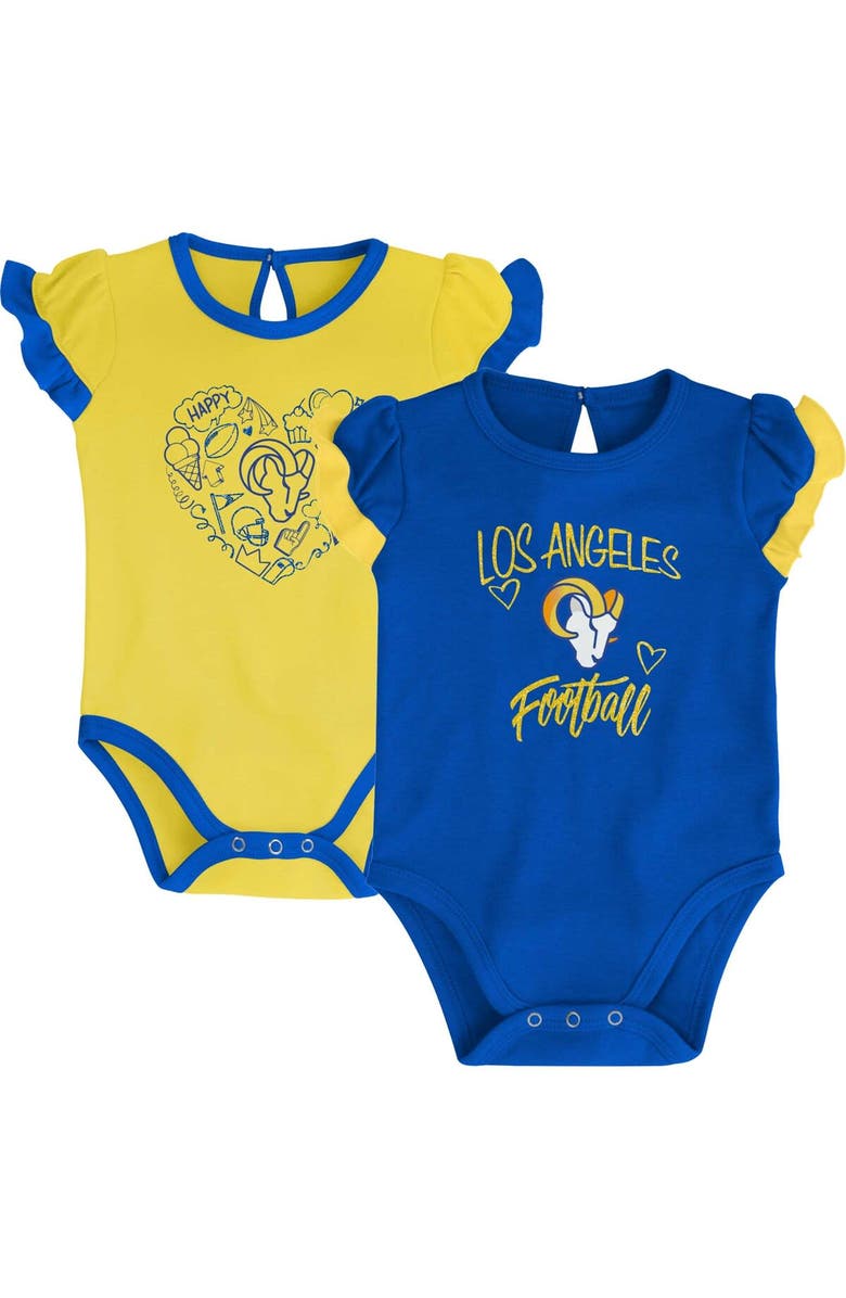 Outerstuff Newborn & Infant Royal/Gold Los Angeles Rams Too Much Love Two-Piece Bodysuit Set, Main, color, Royal