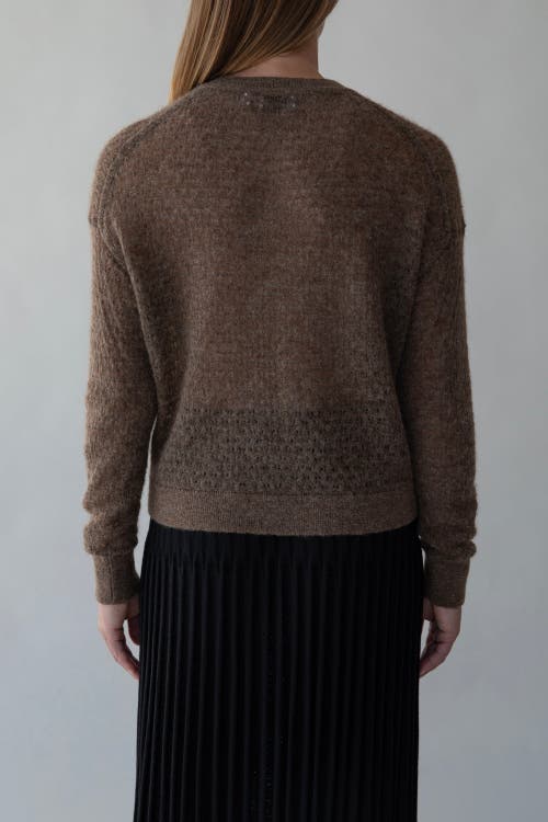 Sskein Lacey Pointelle Pullover In Brown