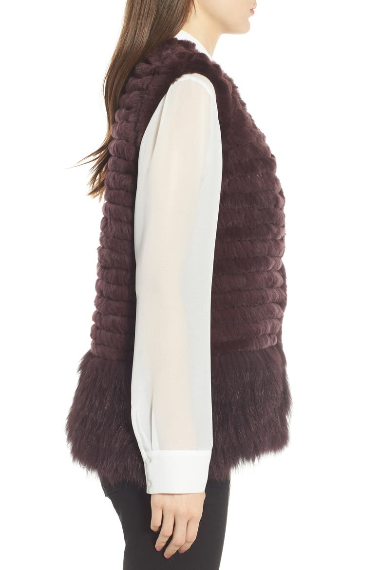 Genuine Rabbit & Fox Fur Vest, Alternate, color, WINE