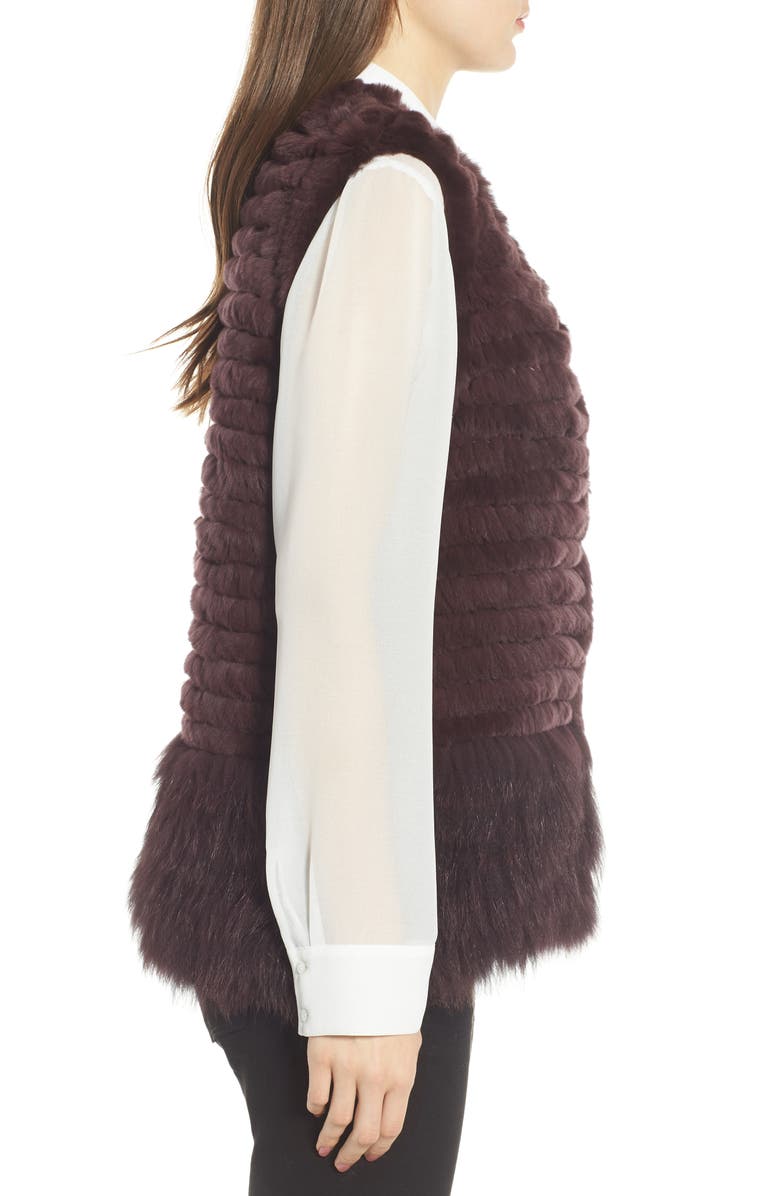 Love Token Genuine Rabbit & Fox Fur Vest, Alternate, color, Wine