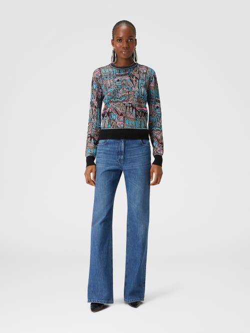 Shop Missoni Crewneck Pullover In Wool And Viscose With Venezia Motif In Multicoloured
