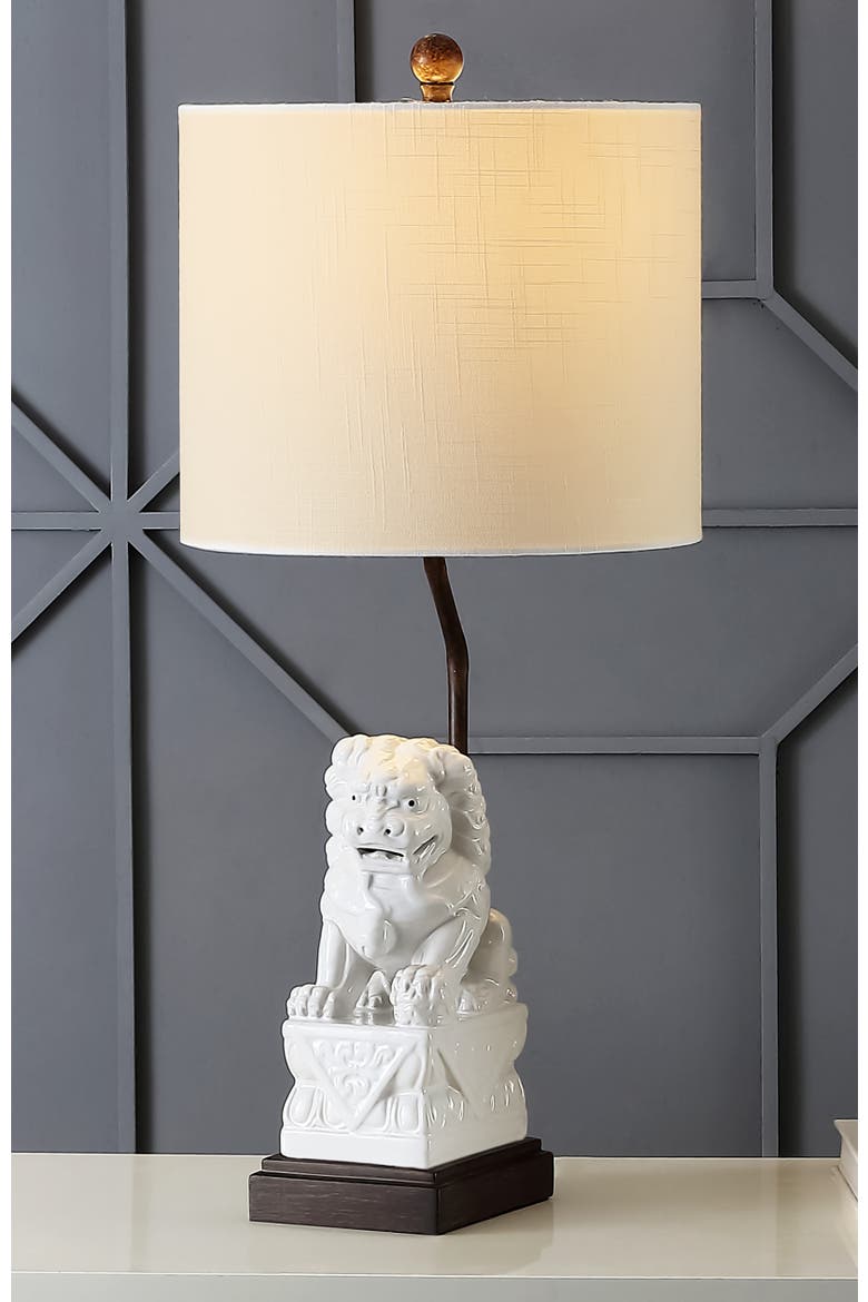 Guardian Lion 27.5" Ceramic Classic Modern LED Table Lamp, White, Alternate, color, White