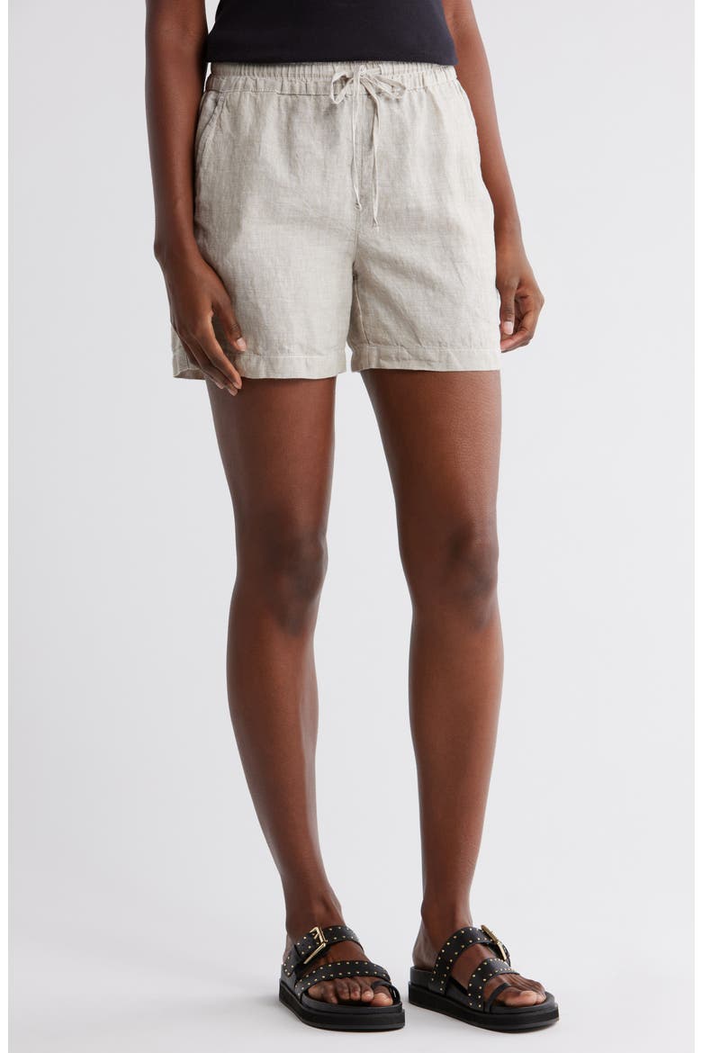 Palmbray High Waist Linen Shorts, Main, color, TWILL
