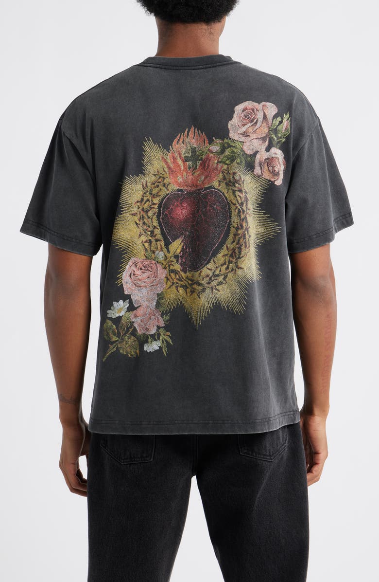 ID Supply Co Floral Cherub Graphic T-Shirt, Alternate, color, Washed Black