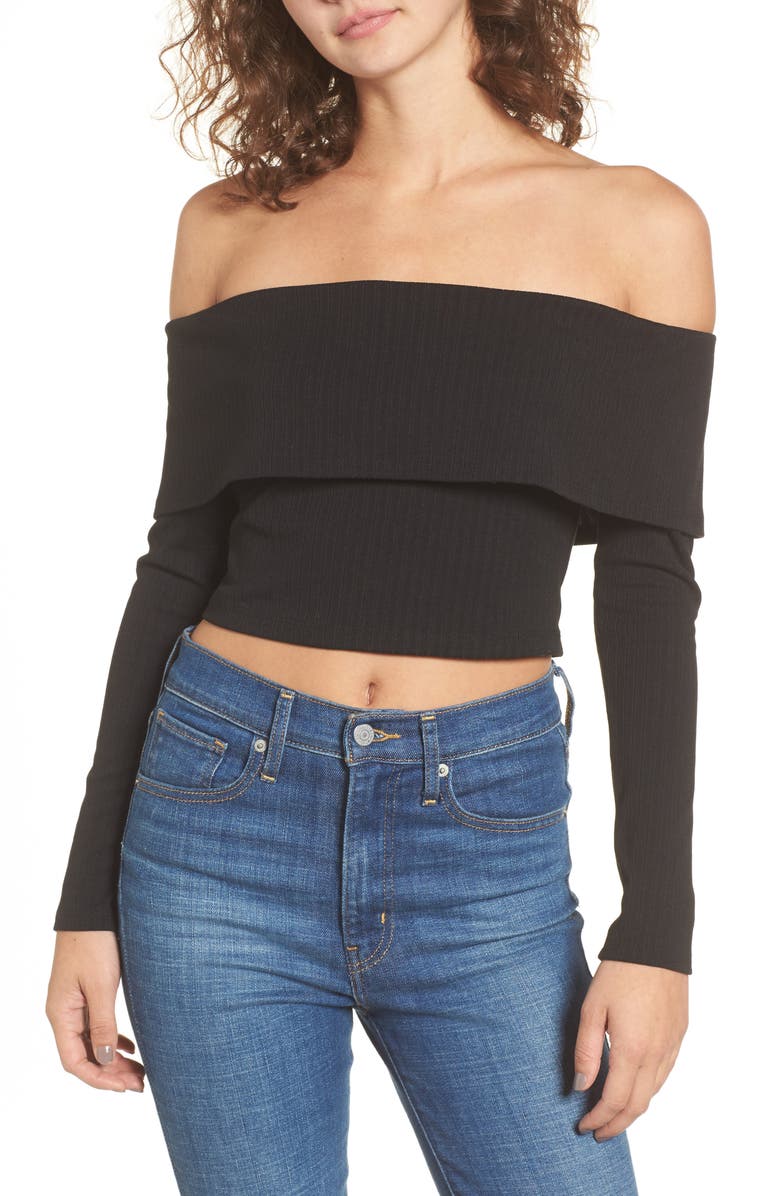 PRIVACY PLEASE Costa Off the Shoulder Crop Top, Main, color, 