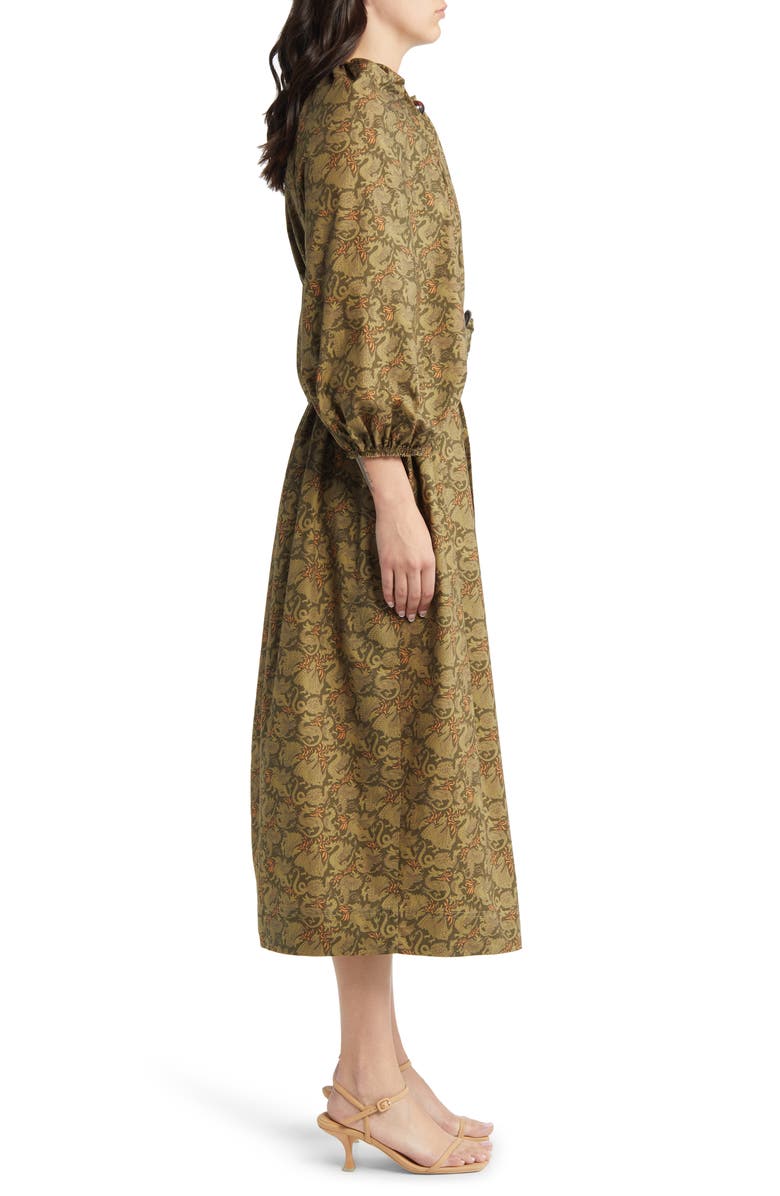 NACKIYÈ Grand Bazaar Balloon Sleeve Dress, Alternate, color, Khaki Dragon