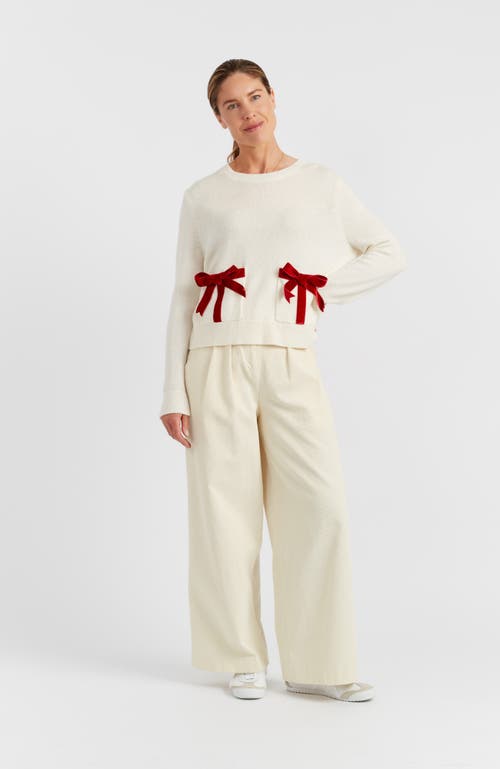 Chinti & Parker Wool-cashmere Velvet Bow Sweater In White