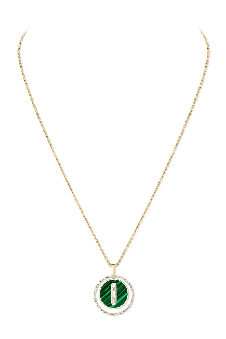 Lucky Move Malachite & Diamond Pendant Necklace, Alternate, color, YELLOW GOLD