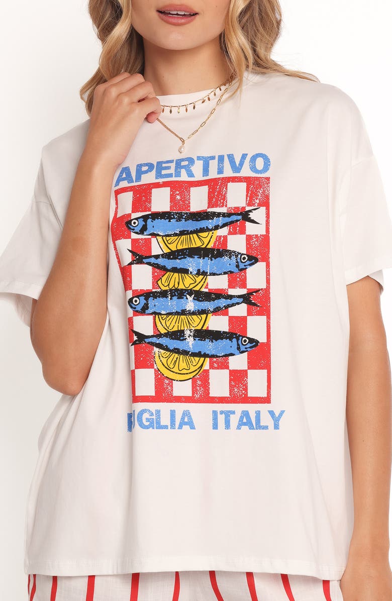 Petal & Pup Apertivo Graphic T-Shirt & Shorts Set, Alternate, color, White Red Apertivo