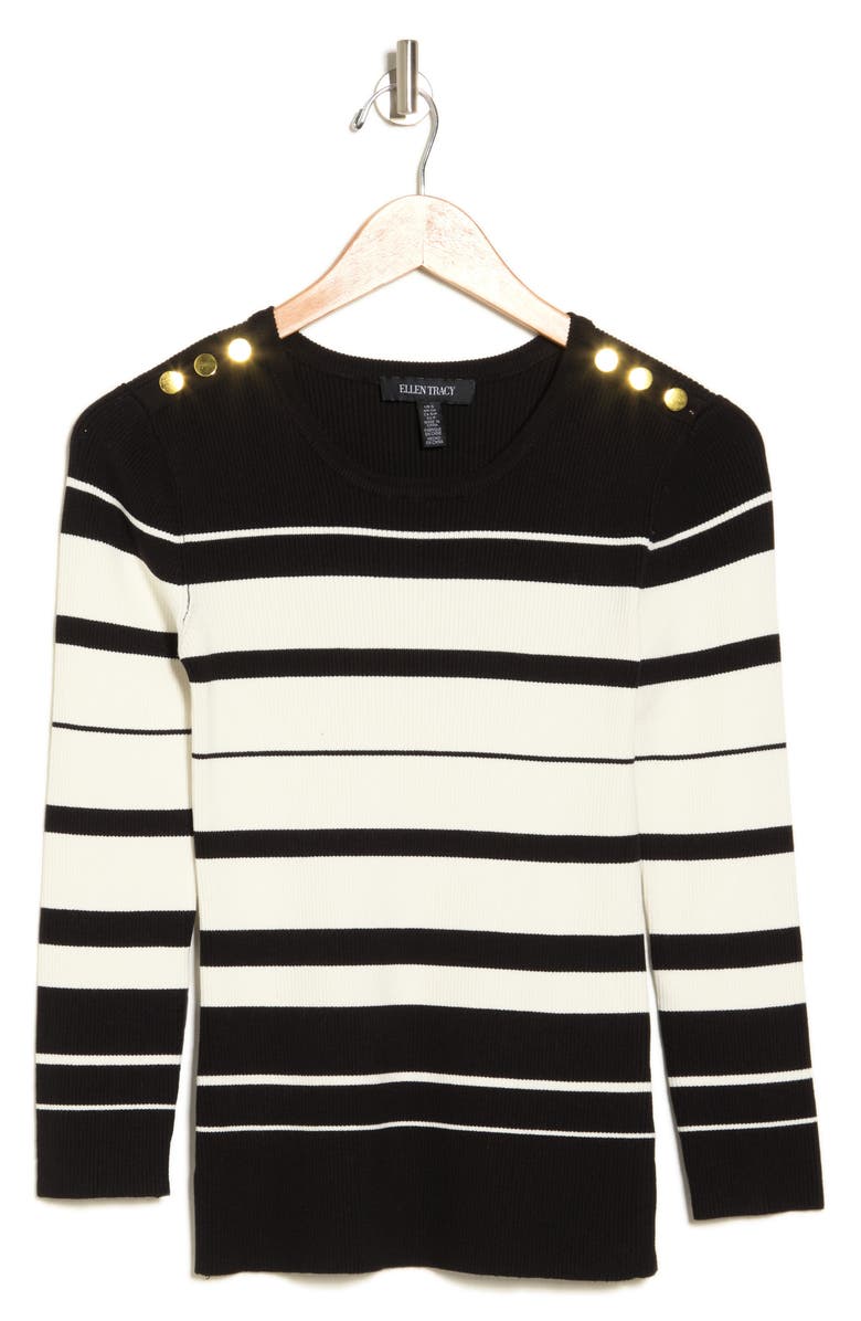 Ellen Tracy Button Trim Sweater, Alternate, color, 
