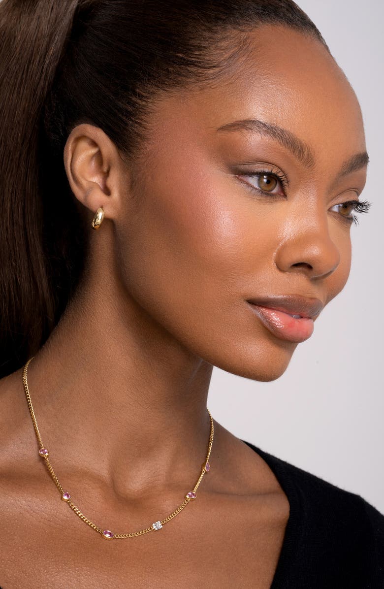 Bony Levy El Mar Diamond & Pink Sapphire Necklace, Alternate, color, 18K Yellow Gold